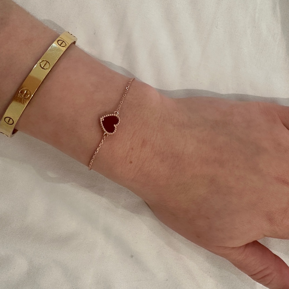 Rose Gold Red carnelian Heart Bracelet